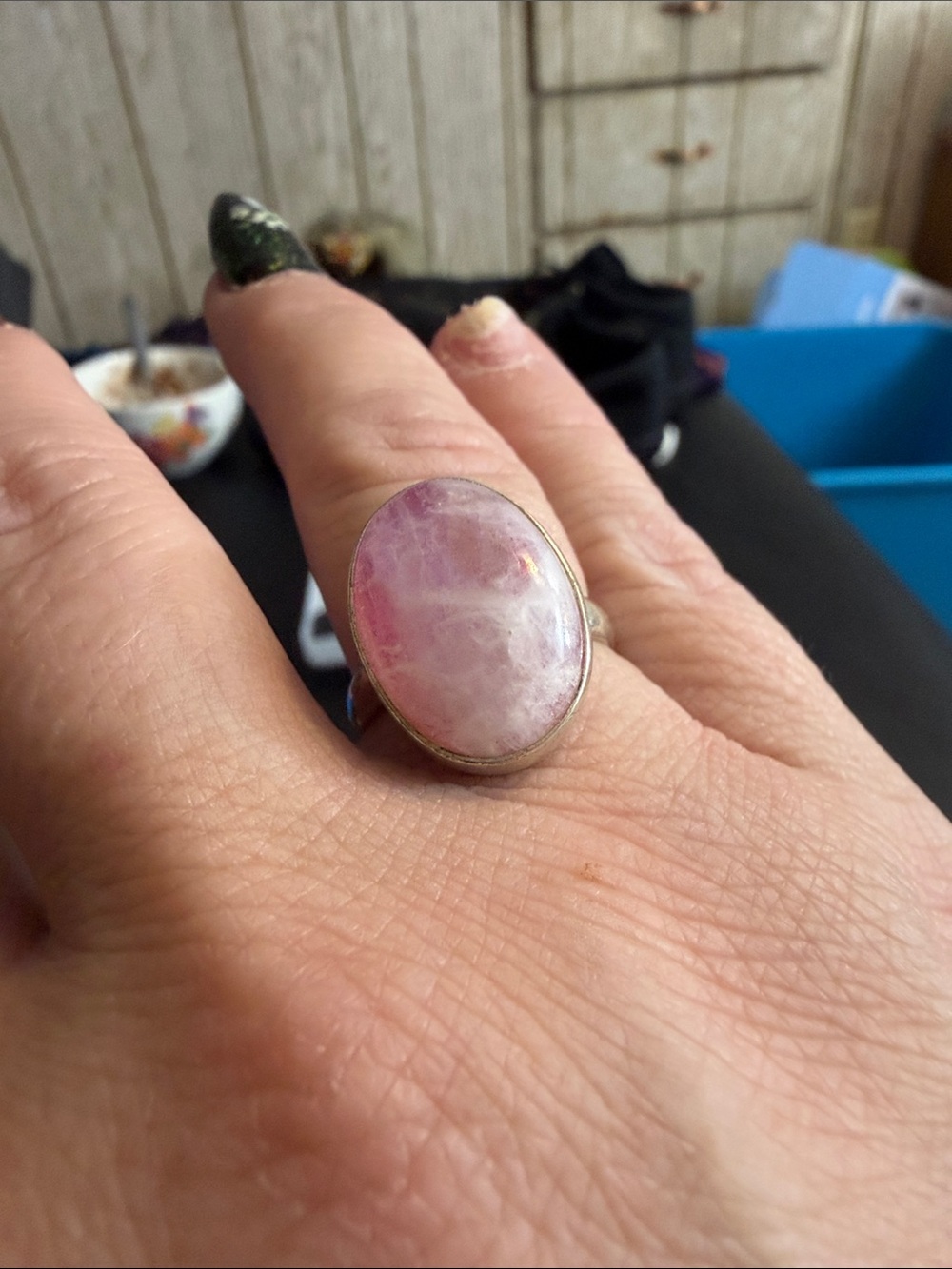 Sterling Silver Pink Gemstone Oval Ring